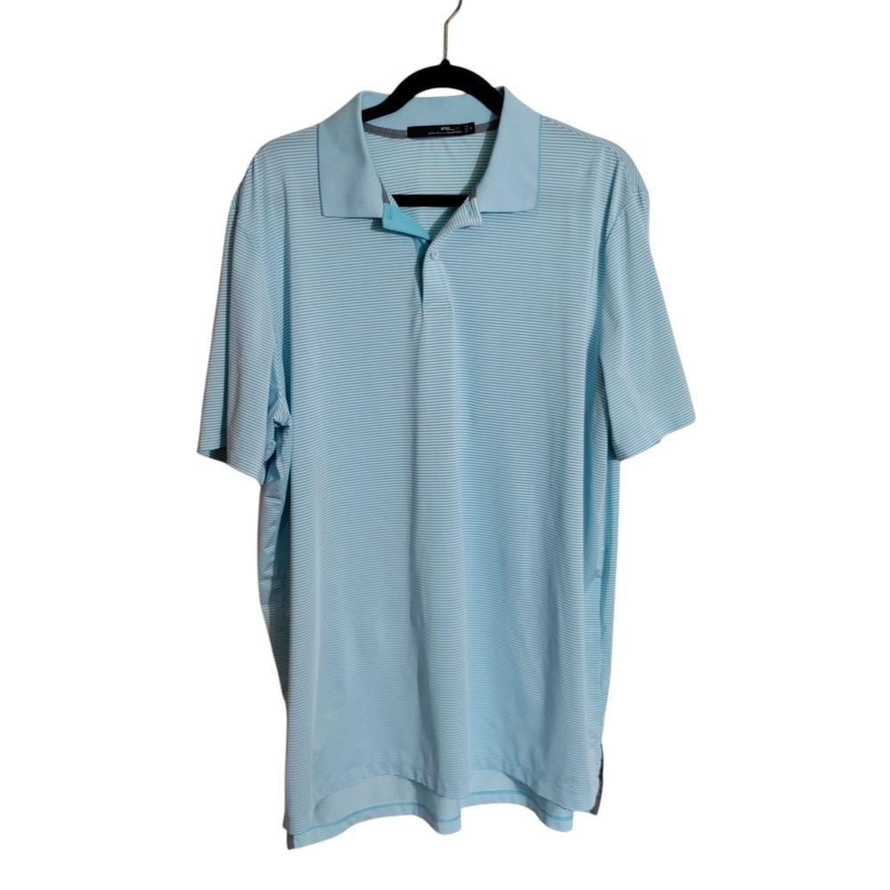 RLX Ralph Lauren Mens‎ XL Blue White Striped Performance Golf Polo OC&CC 1926